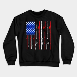 American Flag Fishing Rod Fishing Lover Crewneck Sweatshirt